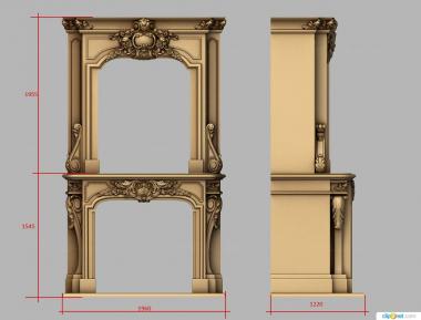 Fireplaces (Two-tiered fireplace in a classic style, KM_0251) 3D models for cnc
