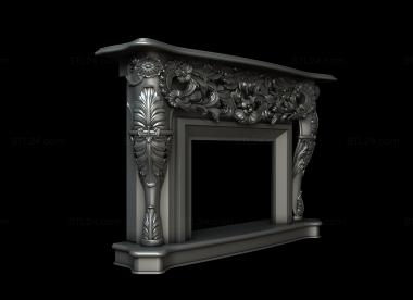Fireplaces (Fireplace with massive carvings, KM_0257) 3D models for cnc