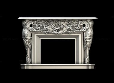 Fireplaces (Fireplace with massive carvings, KM_0257) 3D models for cnc