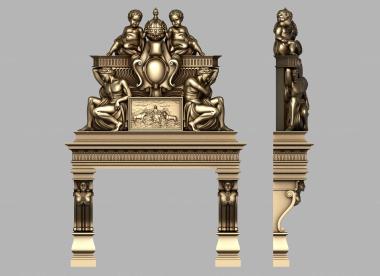 Fireplaces (Fireplace with top in the form of Atlantes and angels, KM_0258) 3D models for cnc