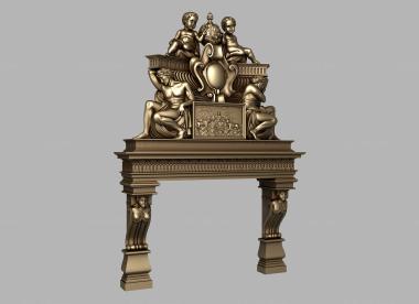 Fireplaces (Fireplace with top in the form of Atlantes and angels, KM_0258) 3D models for cnc