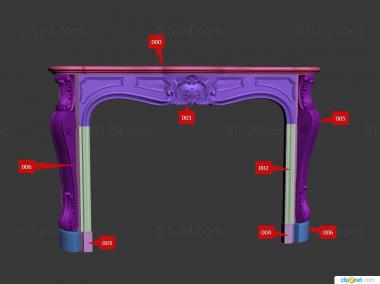 Fireplaces (Fireplace with moderate carving, KM_0265) 3D models for cnc