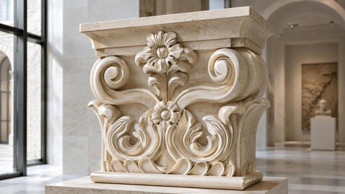 Chapiters (Capital with flowers and curls in classical style, KP_0179-1) 3D models for cnc