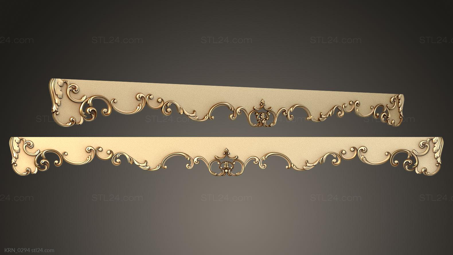 Cornice - Cornice with decors for framing curtains, KRN_0294. 3D stl model  for CNC
