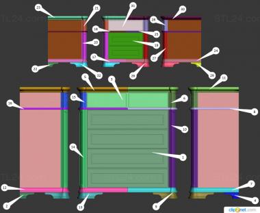 Chests of drawers (Cabinet and chest of drawers, KMD_0187) 3D models for cnc