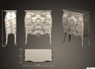 Chests of drawers (Chest of drawers with floral decoration, KMD_0192) 3D models for cnc