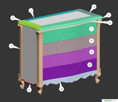 Chests of drawers (Pedestal, KMD_0194) 3D models for cnc