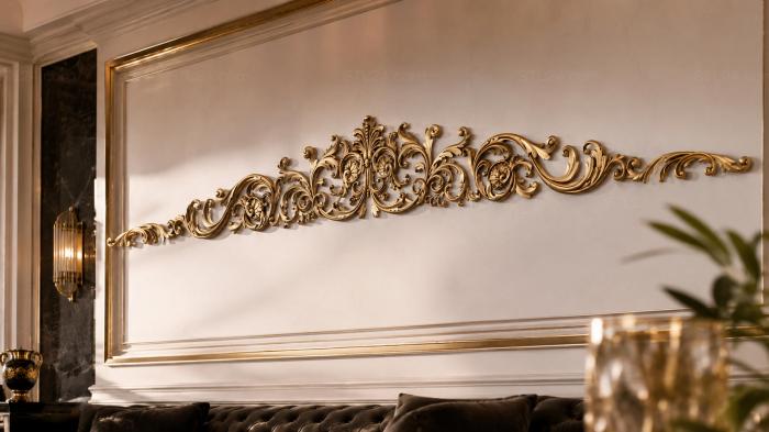 Crown (Panoramic decorative frieze with flowers, curls and complex symmetry, KOR_0034-2) 3D models for cnc