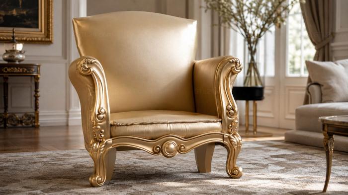 Armchairs (Classic armchair with smooth lines and acanthus decor, KRL_0100) 3D models for cnc