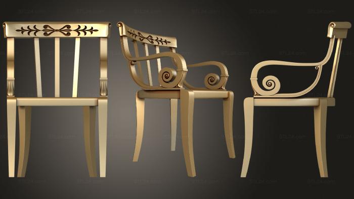 Кресло в русском стиле с круглыми подлокотниками