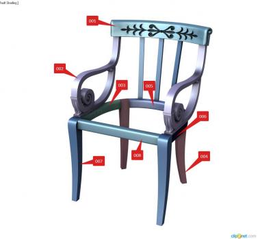 Armchairs (Armchair in Russian style with round armrests, KRL_0165) 3D models for cnc