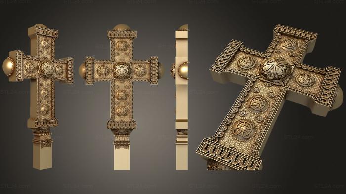Cross saturated with decors and relief background