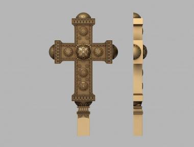 Кресты и распятия (Крест насыщенный декорами и рельефным фоном, KRS_0253) 3D модель для ЧПУ станка