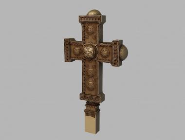 Кресты и распятия (Крест насыщенный декорами и рельефным фоном, KRS_0253) 3D модель для ЧПУ станка