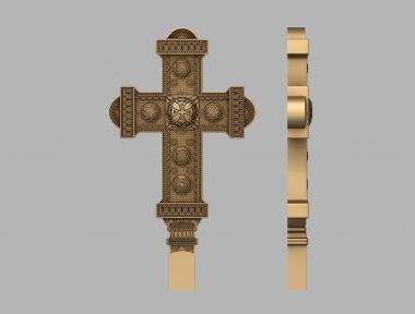 Кресты и распятия (Крест насыщенный декорами и рельефным фоном, KRS_0254) 3D модель для ЧПУ станка