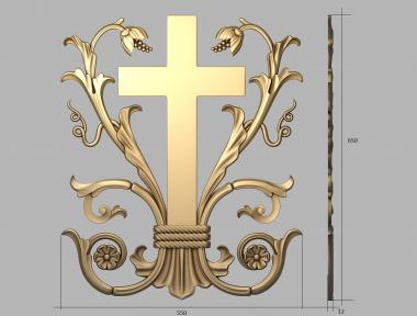 Кресты и распятия (Крест с декорами на панель, KRS_0256) 3D модель для ЧПУ станка