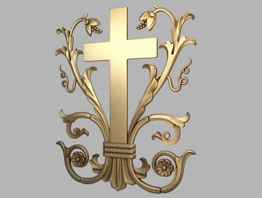 Кресты и распятия (Крест с декорами на панель, KRS_0256) 3D модель для ЧПУ станка