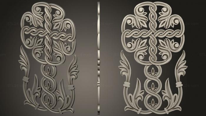 Crosses (Carved decor vertical cross without background, KRS_0274) 3D models for cnc
