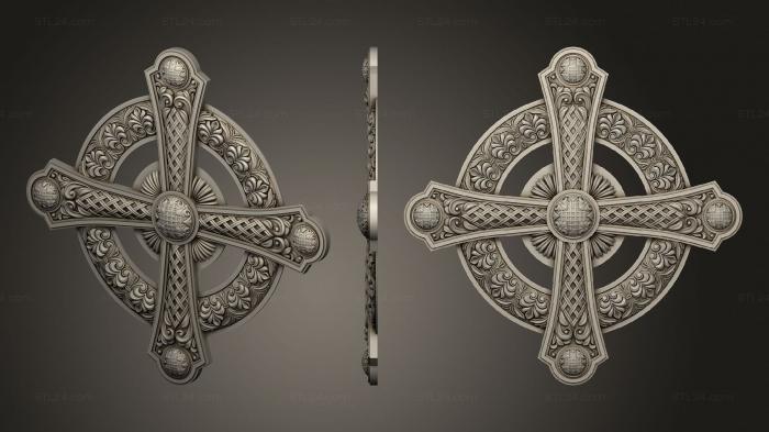Кресты и распятия (Крест на круглом орнаменте, KRS_0289) 3D модель для ЧПУ станка
