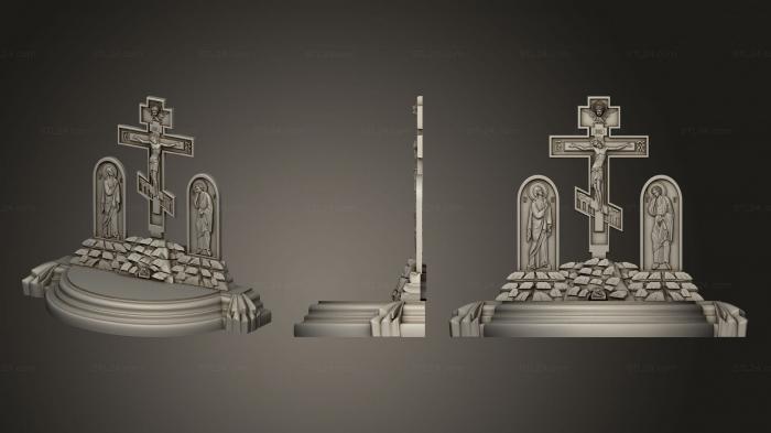 Кресты и распятия (Крест с предстоящими, KRS_0298) 3D модель для ЧПУ станка