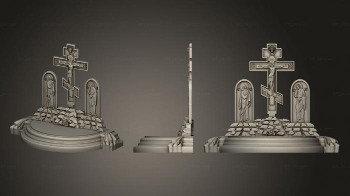 Кресты и распятия (Крест с предстоящими, KRS_0299) 3D модель для ЧПУ станка