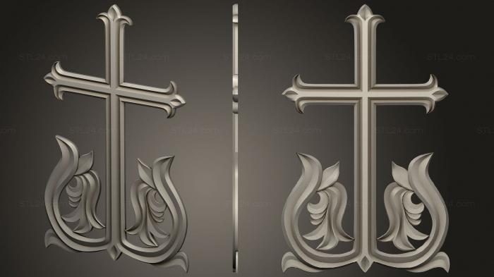 Кресты и распятия (Крест с декорами, KRS_0313) 3D модель для ЧПУ станка