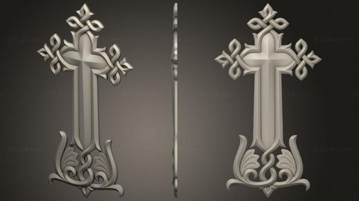 Кресты и распятия (Резной крест с декором, KRS_0319) 3D модель для ЧПУ станка