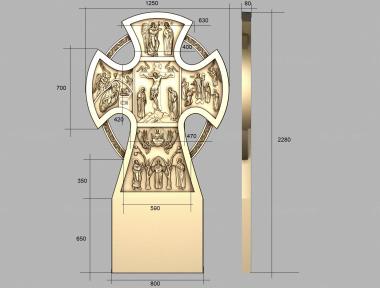 Кресты и распятия (Крест с библейскими сюжетами, KRS_0346) 3D модель для ЧПУ станка