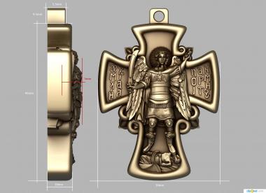 Crosses (Pendant with an archangel, KRS_0350) 3D models for cnc