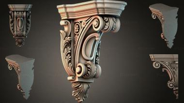 Brackets of different styles (Architectural bracket with volute and foliage, KRI_004870) 3D models for cnc