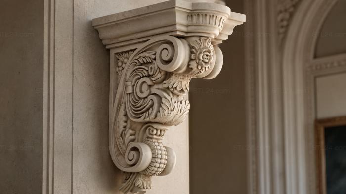 Architectural console with volutes and spirals 3d STL model