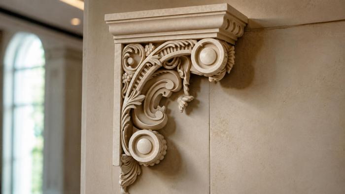 Corner console bracket with mask and spirals 3d STL model