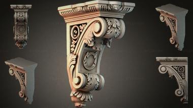 Brackets of different styles (Bracket with volute and leaves, KRI_004884) 3D models for cnc
