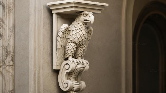 Bracket with eagle and volutes 3d STL model