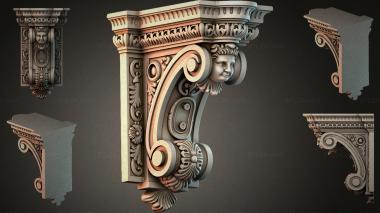 Brackets of different styles (Bracket with angel head and scrolls, KRI_004890) 3D models for cnc