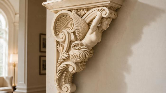 Bracket with a female profile and wings 3d STL model
