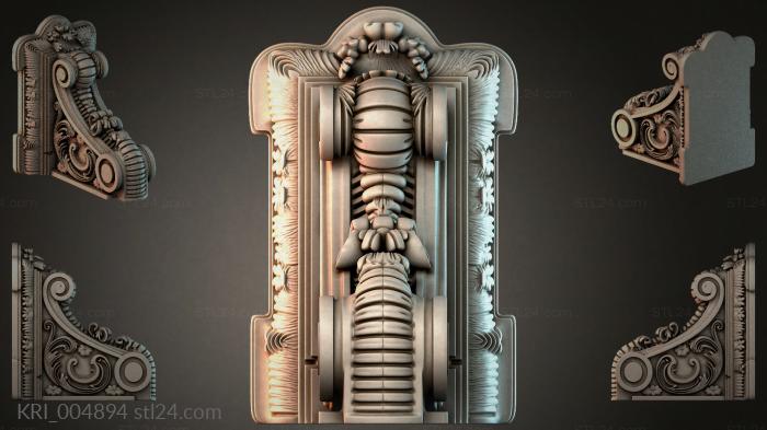 Architectural cornice with foliage and volutes 3d STL model