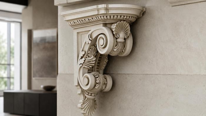 Classic bracket with curls and rosettes 3d STL model