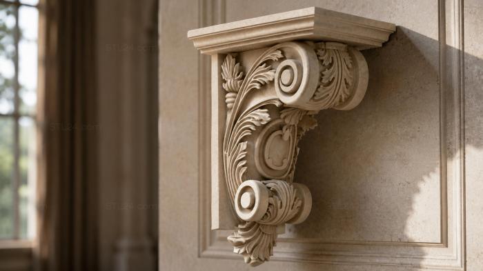 Bracket with volute and modillions 3d STL model