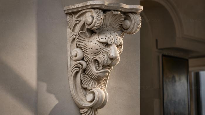 Console bracket with a leopard head 3d STL model