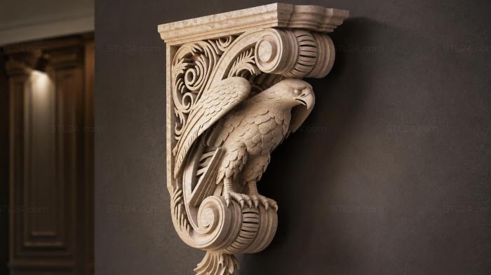 Bracket with an eagle and architectural volutes 3d STL model