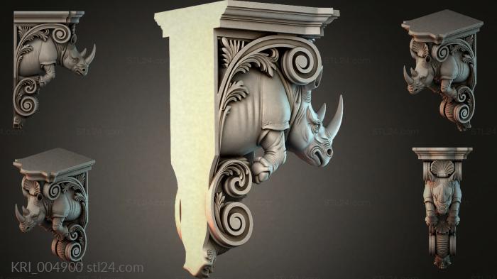 Bracket with rhinoceros heads and acanthus 3d STL model