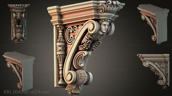 Bracket with an angels head and volutes 3d STL model