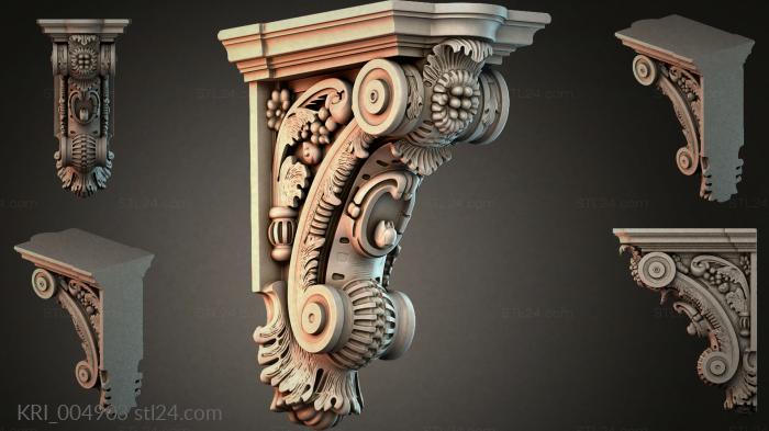 Carved bracket with volutes and rosettes 3d STL model