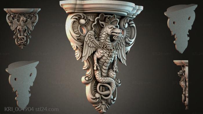 CNC bracket with dragon and eagle 3d STL model