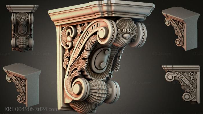 Corinthian capital with volutes and leaves 3d STL model
