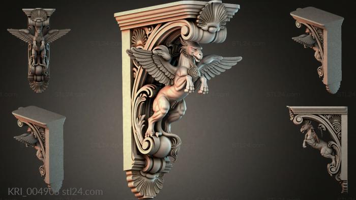 Console with winged putto and architectural cornice 3d STL model