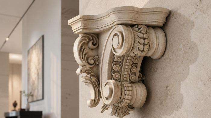 Classic console with volutes and acanthus 3d STL model