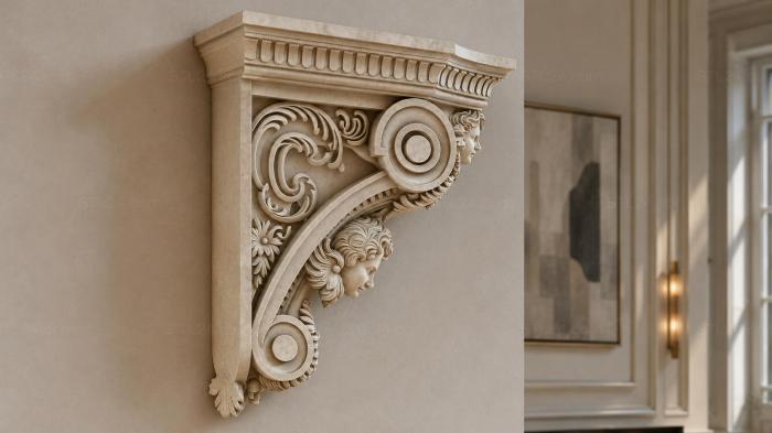 Architectural bracket with a profile of a womans face 3d STL model