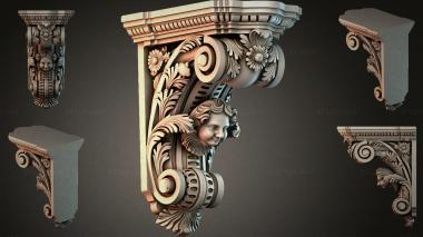 Brackets of different styles (Bracket with a female profile and volutes, KRI_004912) 3D models for cnc